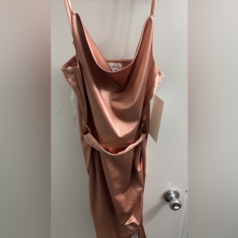 Rose gold mini dress